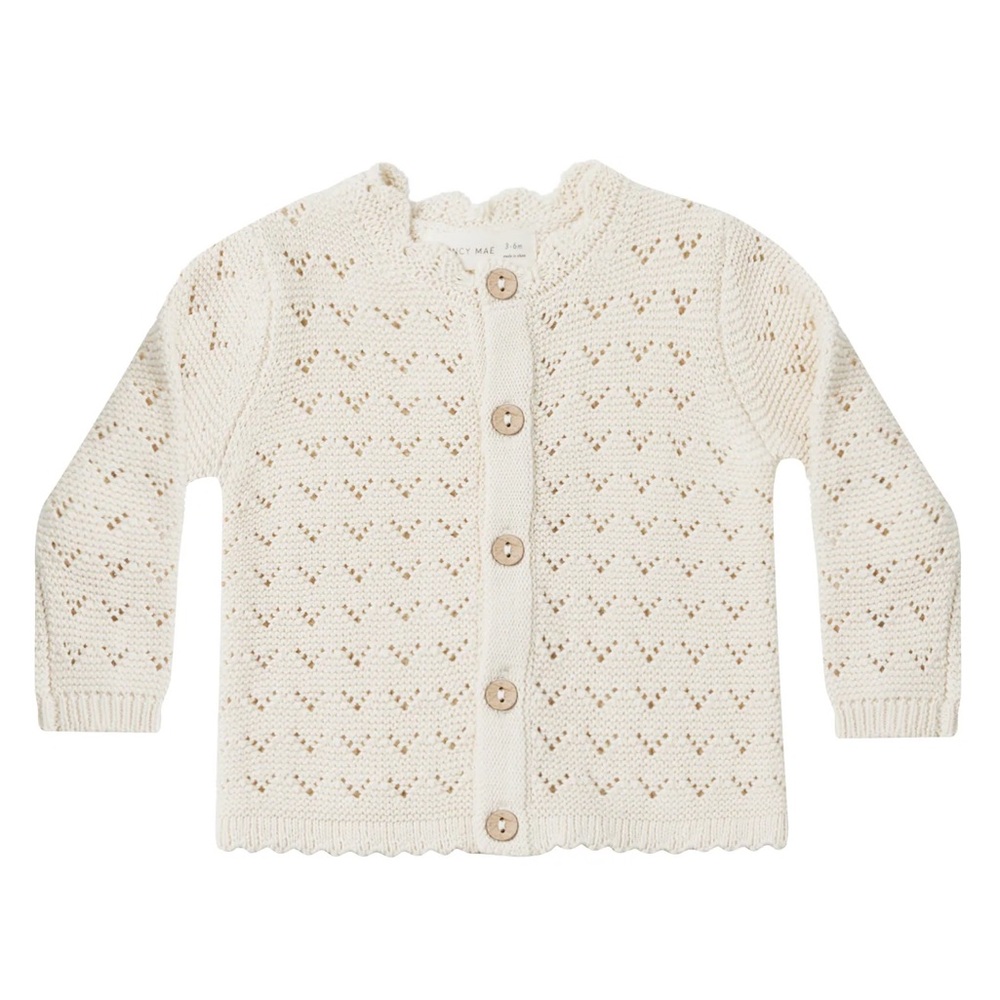 Quincy Mae Scalloped Cardigan Natural